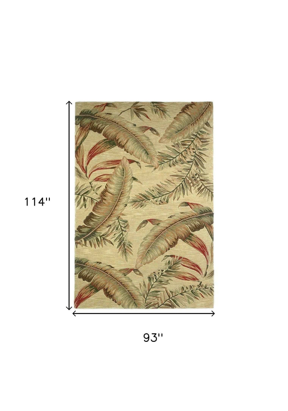 8' X 10' Ivory Hand Tufted Tropical Leaves Indoor Area Rug - Homeroots - Flyclothing LLC