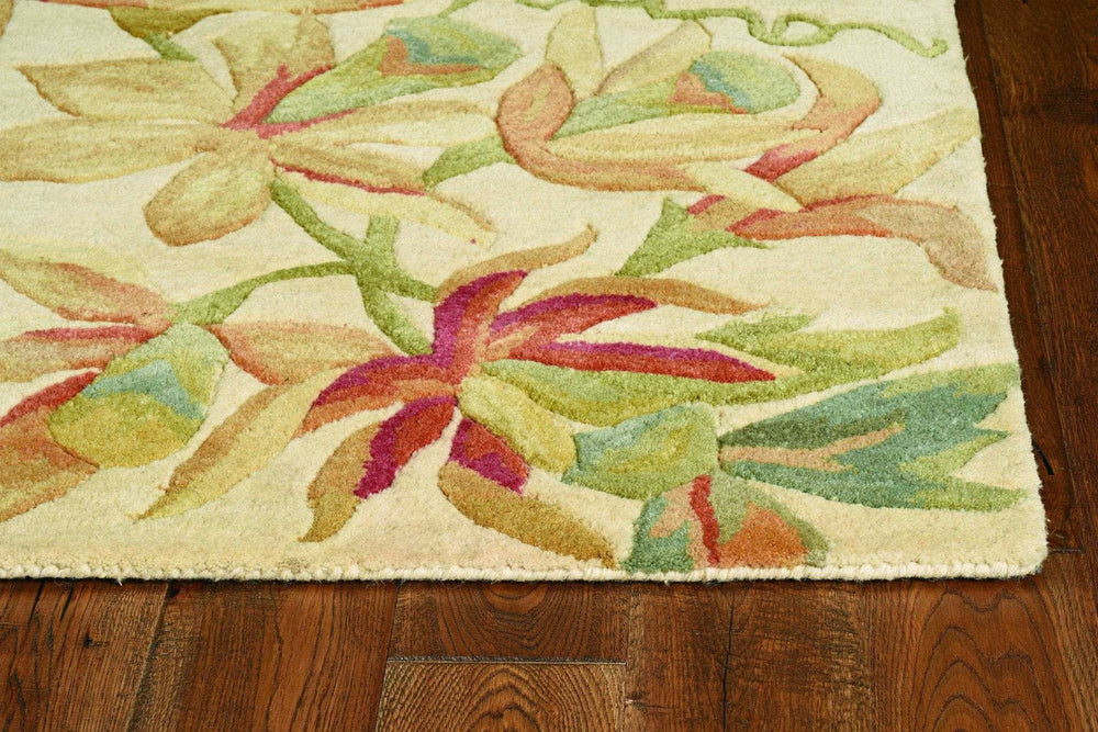 3' X 5' Ivory Tropical Leaves Wool Indoor Area Rug - Homeroots - Flyclothing LLC