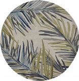 8' Ivory Hand Tufted Tropical Palms Round Indoor Area Rug - Homeroots - Flyclothing LLC