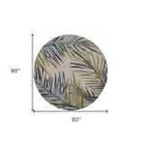 8' Ivory Hand Tufted Tropical Palms Round Indoor Area Rug - Homeroots - Flyclothing LLC