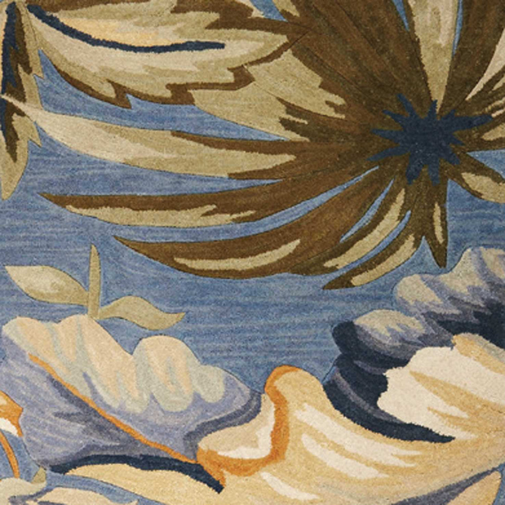 6' Blue Hand Tufted Tropical Plant Indoor Area Rug - Homeroots - Flyclothing LLC