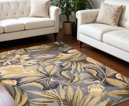 93 X 114 Blue Wool Rug - Homeroots - Flyclothing LLC