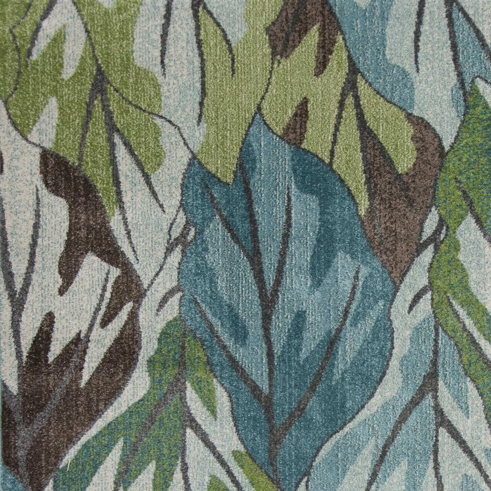 3' X 5' Blue and Green Botanical Leaves Area Rug - Homeroots - Flyclothing LLC