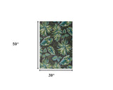 3' X 5' Grey Floral Polypropylene Rug - Homeroots - Flyclothing LLC