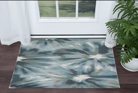 3' X 5' Teal Floral Area Rug - Homeroots - Flyclothing LLC