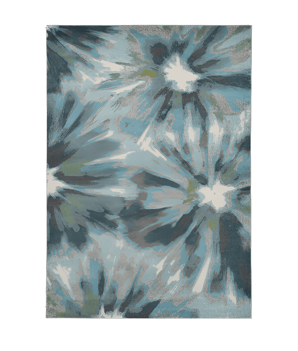 3' X 5' Teal Floral Area Rug - Homeroots - Flyclothing LLC
