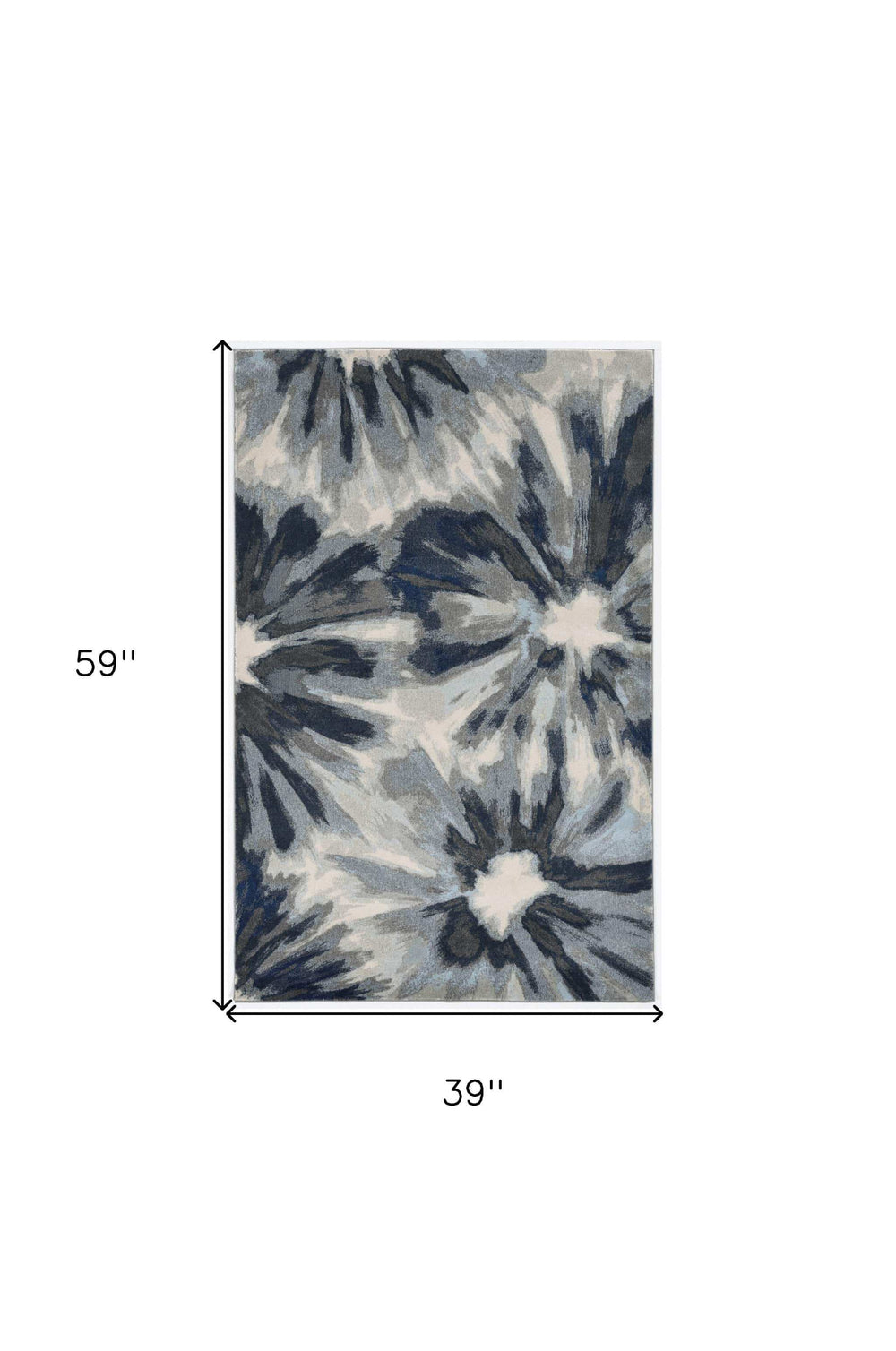 3' X 5' Ivory and Blue Floral Area Rug - Homeroots - Flyclothing LLC
