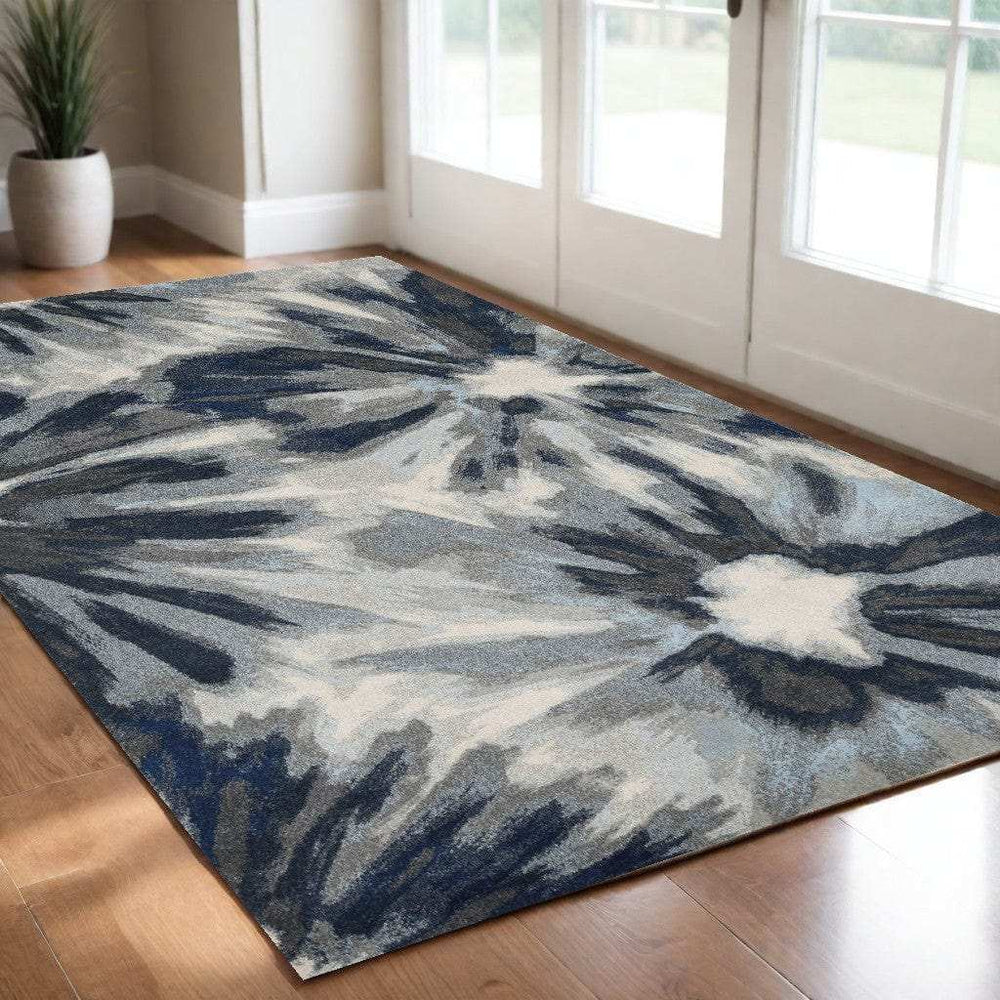 3' X 5' Ivory and Blue Floral Area Rug - Homeroots - Flyclothing LLC