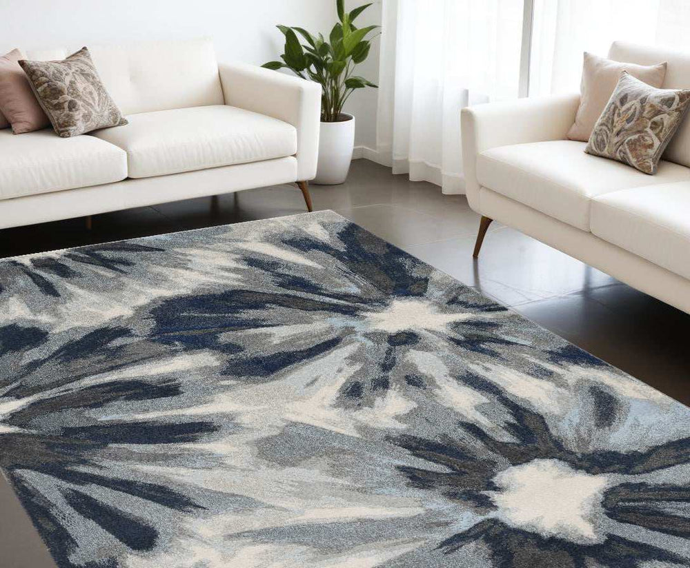 10' X 13' Ivory Blue Area Rug - Homeroots - Flyclothing LLC