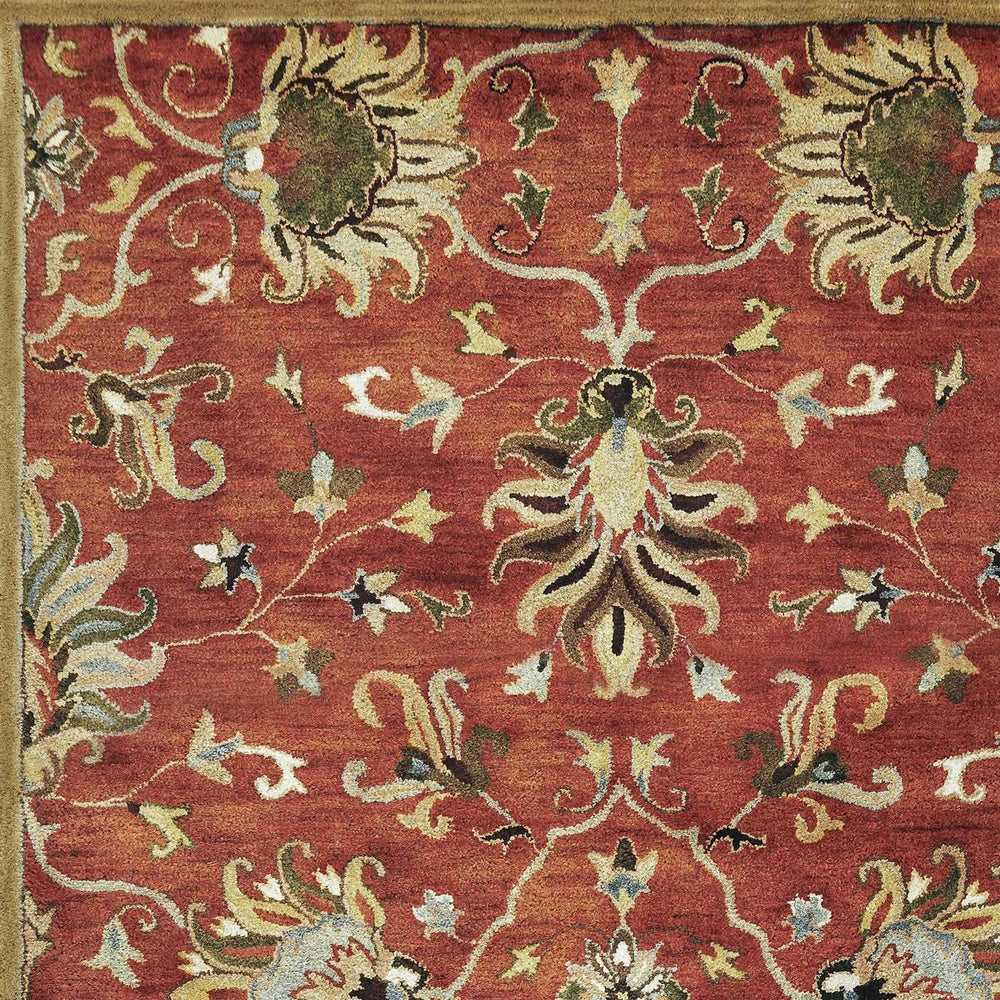 9' X 13' Sienna Orange Hand Tufted Traditional Floral Allover Indoor Area Rug - Homeroots - Flyclothing LLC