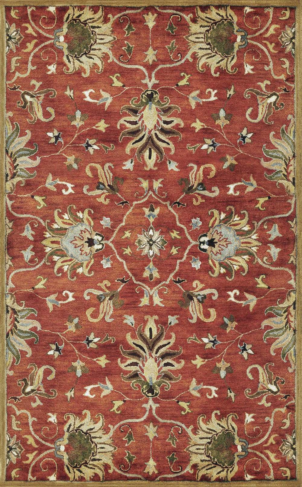 9' X 13' Sienna Orange Hand Tufted Traditional Floral Allover Indoor Area Rug - Homeroots - Flyclothing LLC