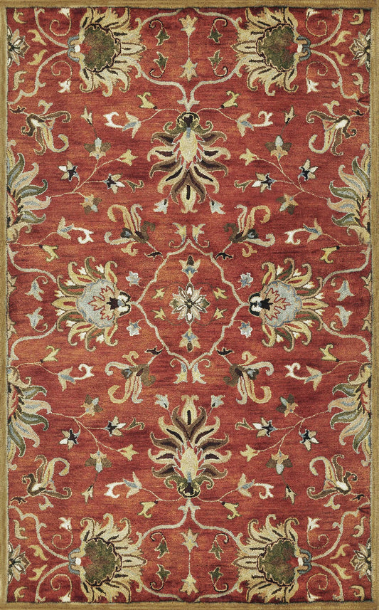 9' X 13' Sienna Orange Hand Tufted Traditional Floral Allover Indoor Area Rug - Homeroots - Flyclothing LLC