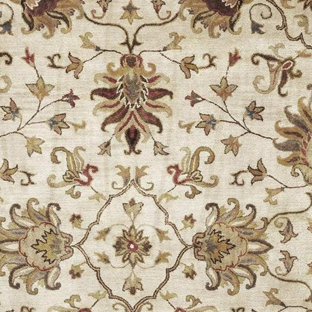 5' X 8' Champagne Beige Hand Tufted Traditional Floral Indoor Area Rug - Homeroots - Flyclothing LLC