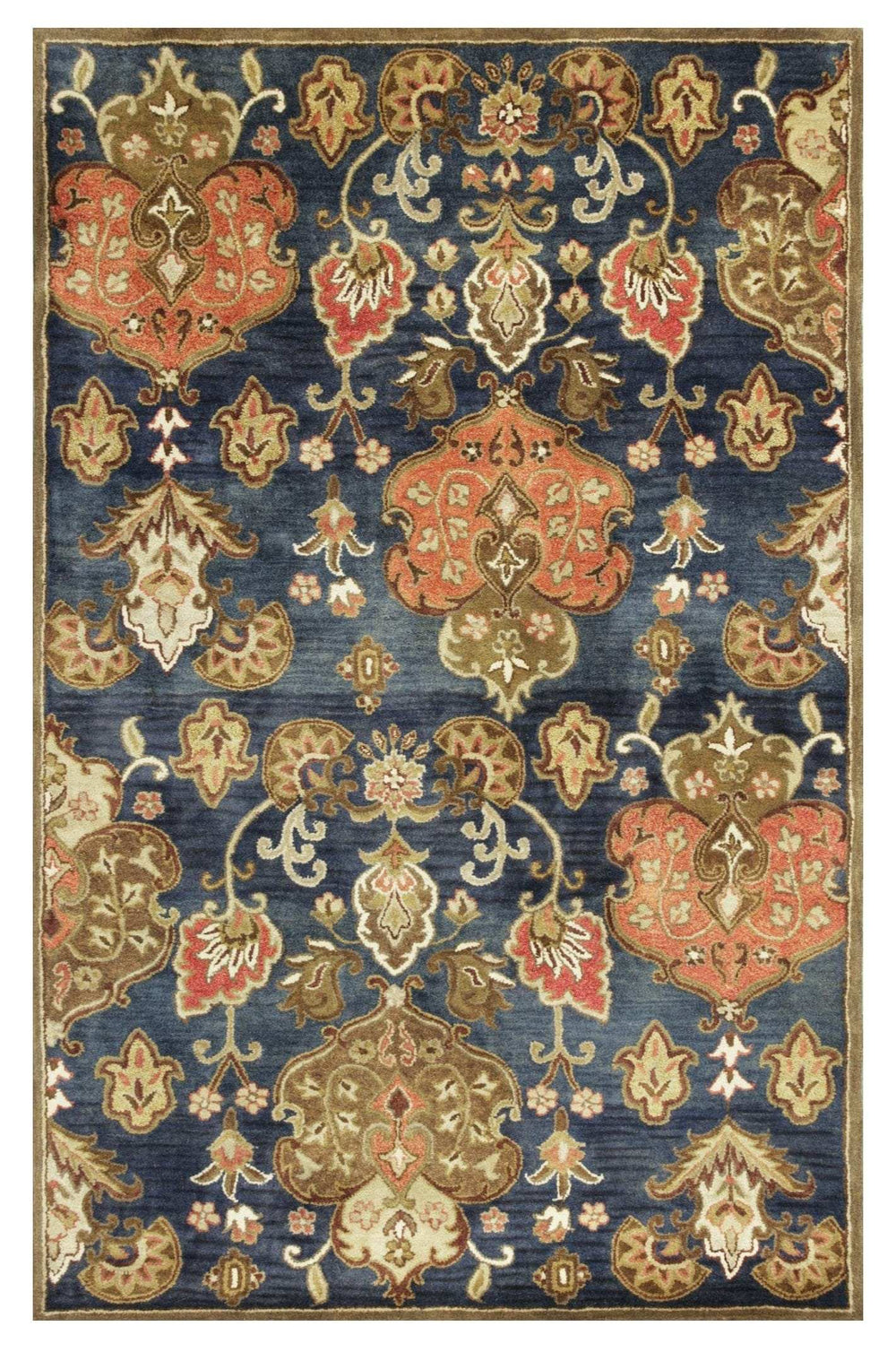 8' X 11' Navy Blue Hand Tufted Traditional Floral Indoor Area Rug - Homeroots - Flyclothing LLC