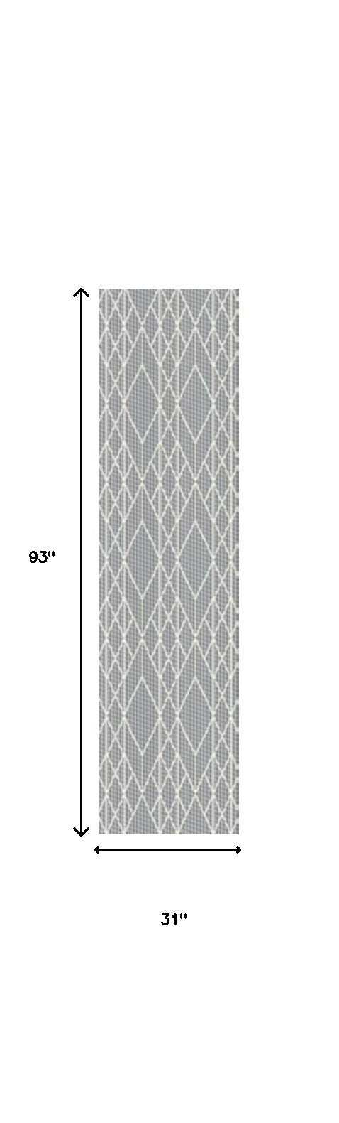 2' X 8' Grey Geometric Lines Runner Rug - Homeroots - Flyclothing LLC