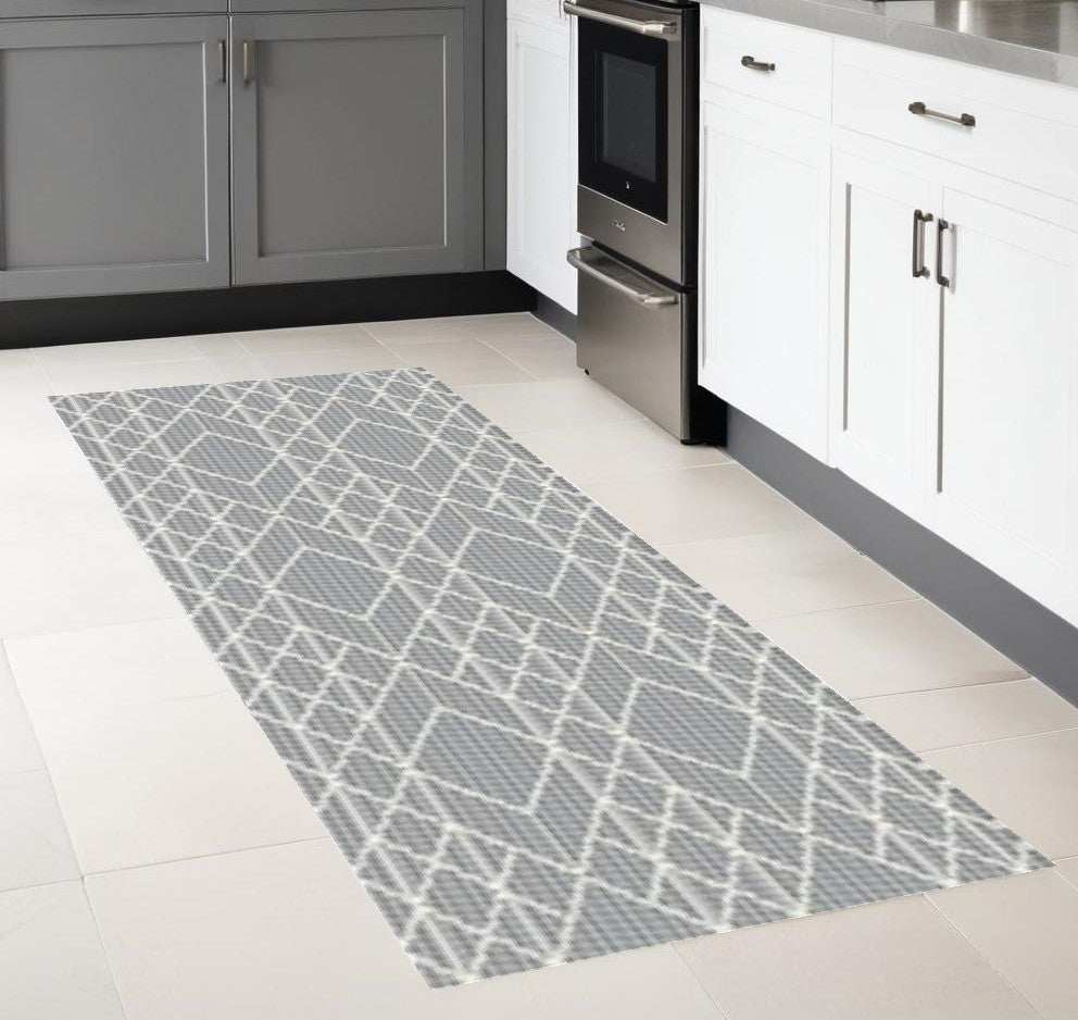 2' X 8' Grey Geometric Lines Runner Rug - Homeroots - Flyclothing LLC