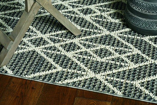 10' X 13' Gray Geometric Indoor Outdoor Area Rug - Homeroots - Flyclothing LLC