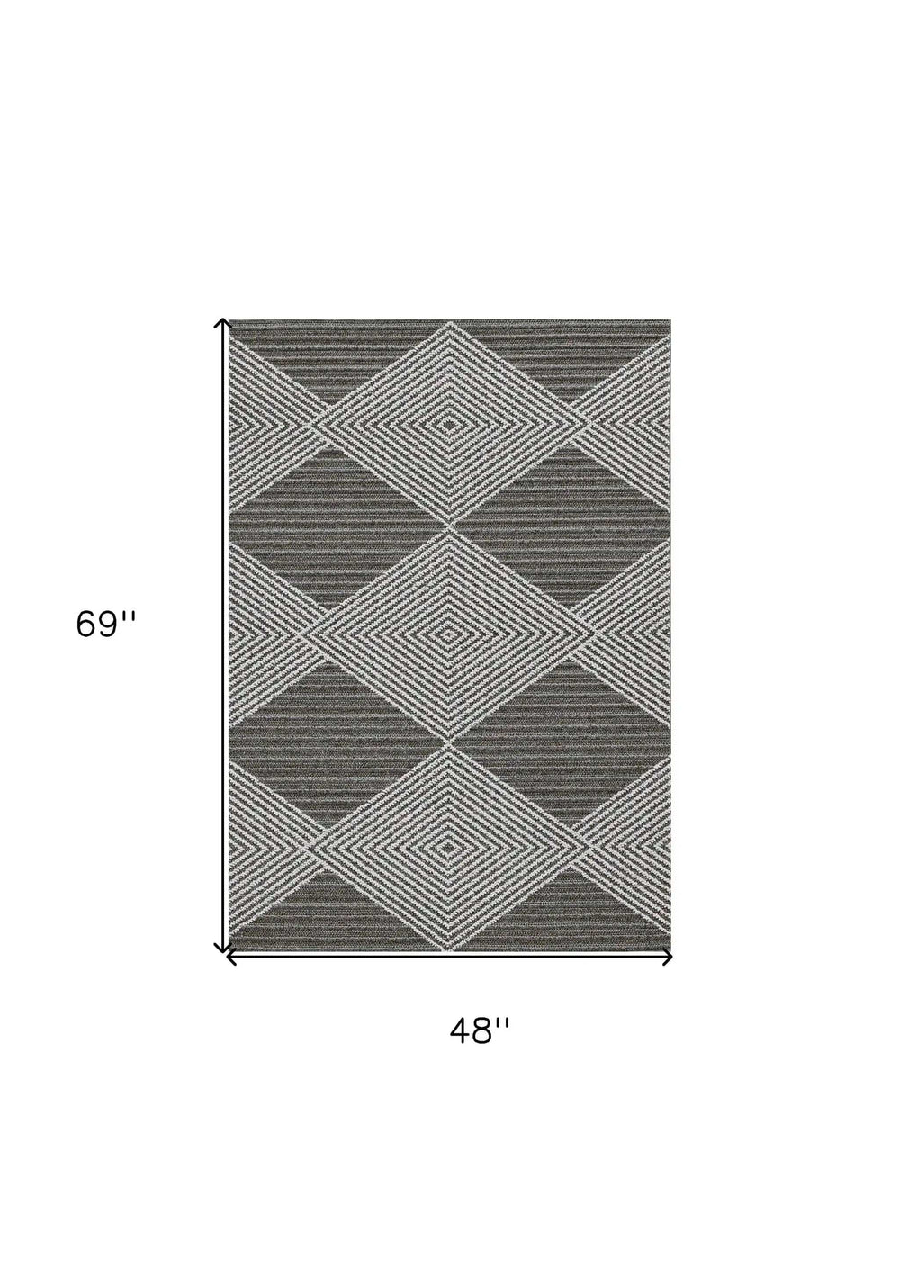 4' X 6' Gray and Ivory Geometric Area Rug - Homeroots - Flyclothing LLC