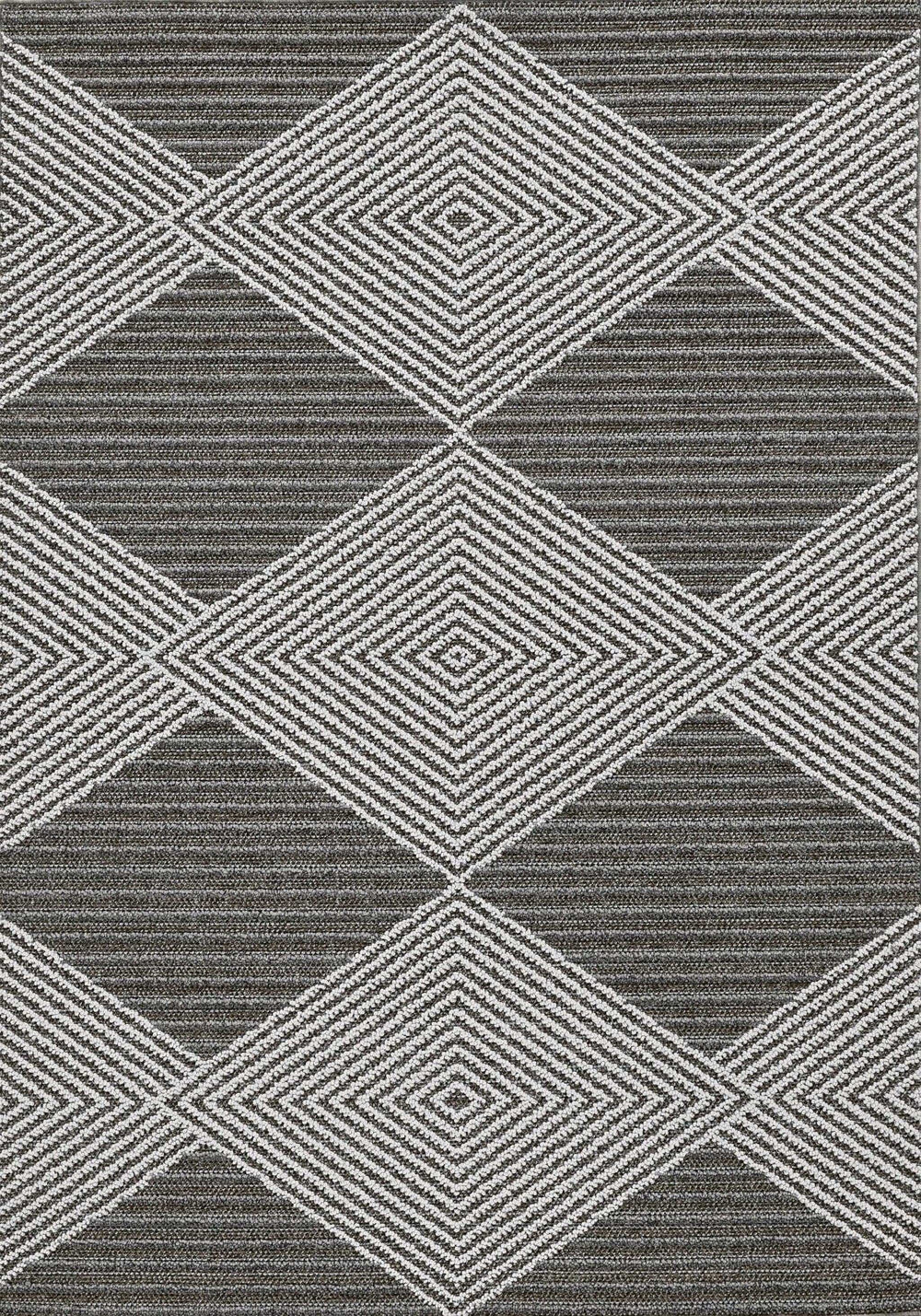 7' X 9' Grey Or Ivory Geometric Diamonds Indoor Outdoor Area Rug - Homeroots - Flyclothing LLC
