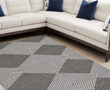 8' X 10' Gray and Ivory Geometric Area Rug - Homeroots - Flyclothing LLC