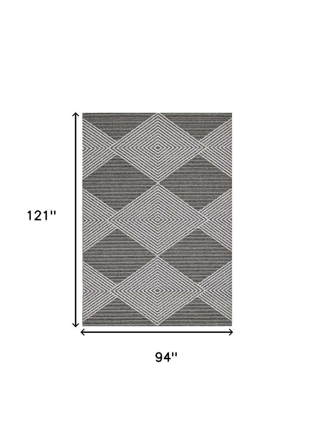 8' X 10' Gray and Ivory Geometric Area Rug - Homeroots - Flyclothing LLC