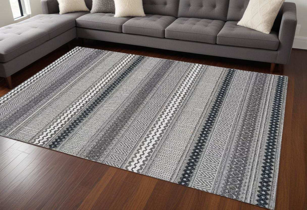 8' X 10' Taupe Striped Area Rug - Homeroots - Flyclothing LLC