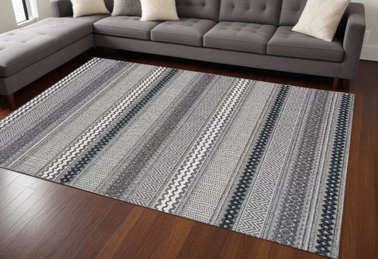 8' X 10' Taupe Striped Area Rug - Homeroots - Flyclothing LLC