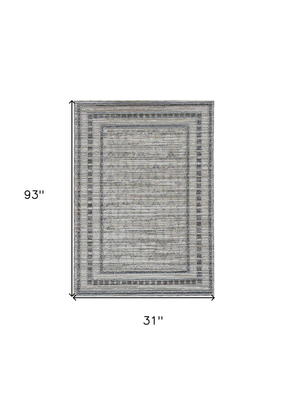 2' X 8' Grey Bordered Runner Rug - Homeroots - Flyclothing LLC