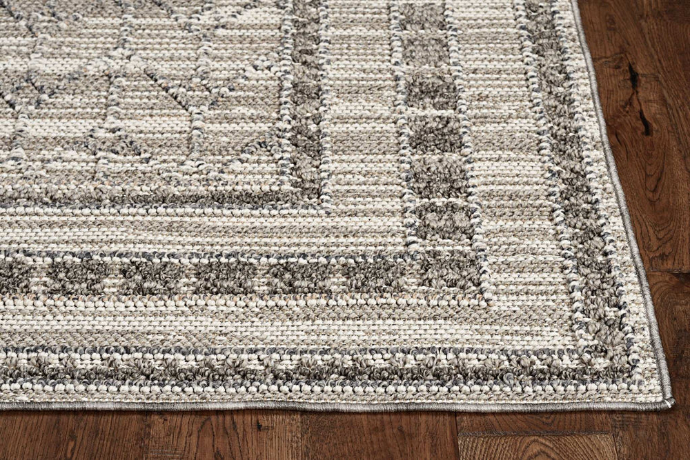 8' X 10' Gray Striped Indoor Outdoor Area Rug - Homeroots - Flyclothing LLC