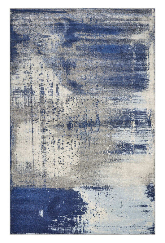 3' X 5' Ice Blue Abstract Brushstrokes Area Rug - Homeroots - Flyclothing LLC