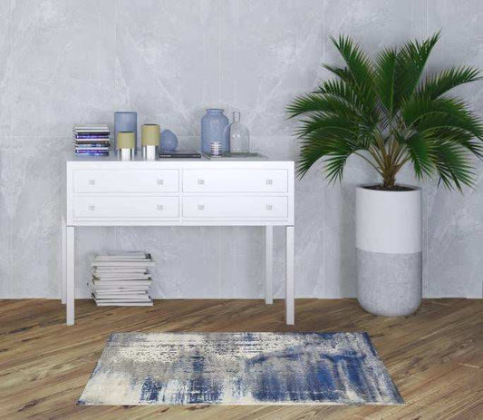 3' X 5' Ice Blue Abstract Brushstrokes Area Rug - Homeroots - Flyclothing LLC