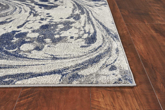 3' X 5' Grey Blue Machine Woven Marble Indoor Area Rug - Homeroots - Flyclothing LLC