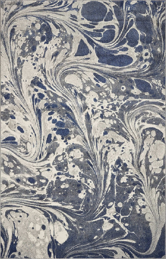 5' X 8' Grey Blue Machine Woven Marble Indoor Area Rug - Homeroots - Flyclothing LLC