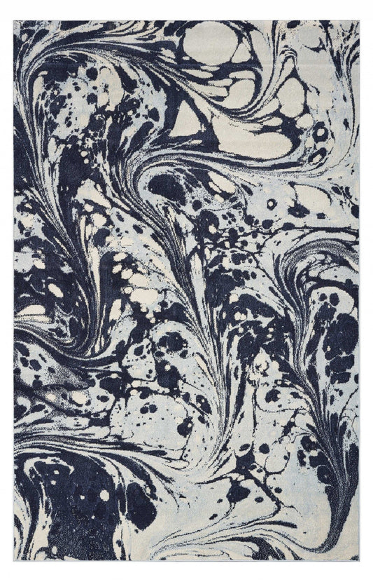 3' X 5' Blue Abstract Splashes Area Rug - Homeroots - Flyclothing LLC