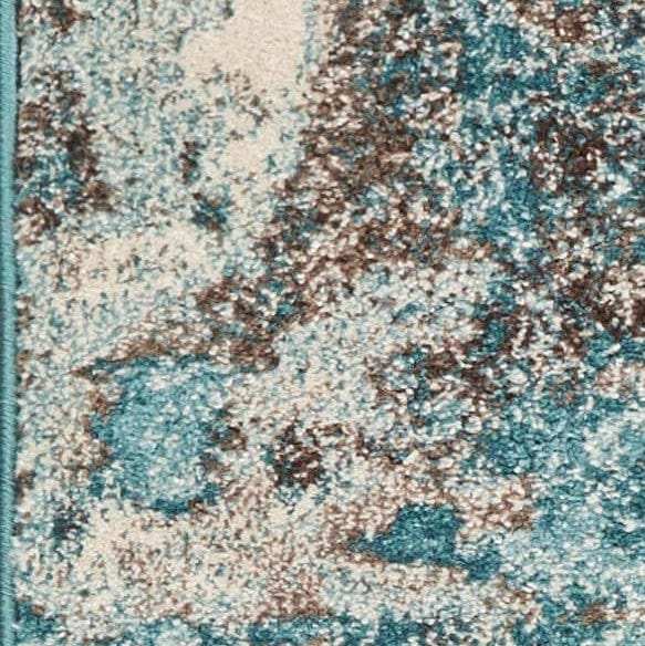 5' X 8' Ivory Teal Machine Woven Abstract Indoor Area Rug - Homeroots - Flyclothing LLC