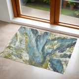 3' X 5' Teal Abstract Splashes Area Rug - Homeroots - Flyclothing LLC