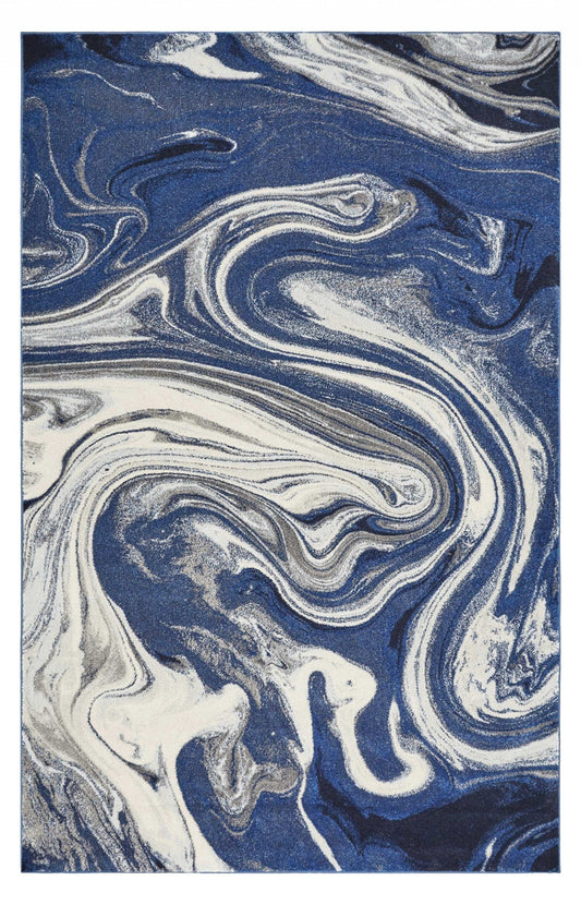 3' X 5' Blue Abstract Waves Area Rug - Homeroots - Flyclothing LLC
