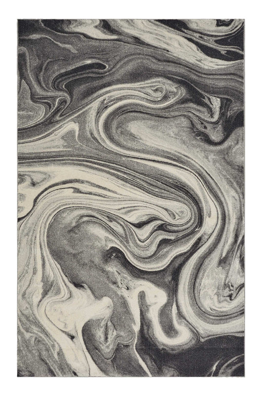 7' X 9' Grey Or Black Abstract Marble Design Indoor Area Rug - Homeroots - Flyclothing LLC