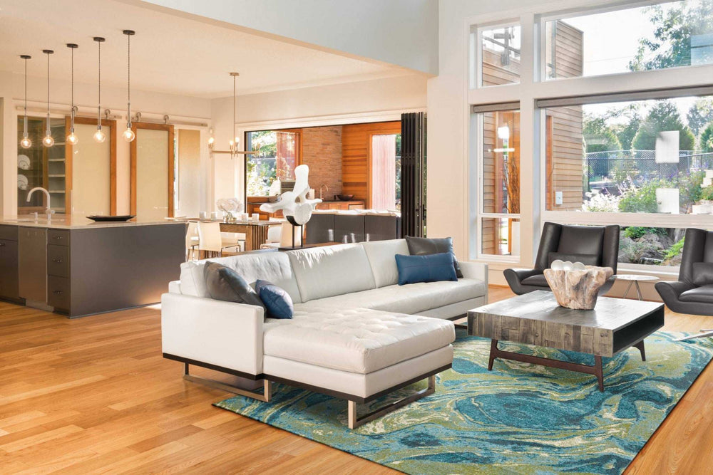 5' X 7' Teal Abstract Splash Indoor Area Rug - Homeroots - Flyclothing LLC