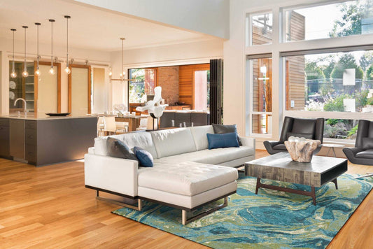 5' X 7' Teal Abstract Splash Indoor Area Rug - Homeroots - Flyclothing LLC