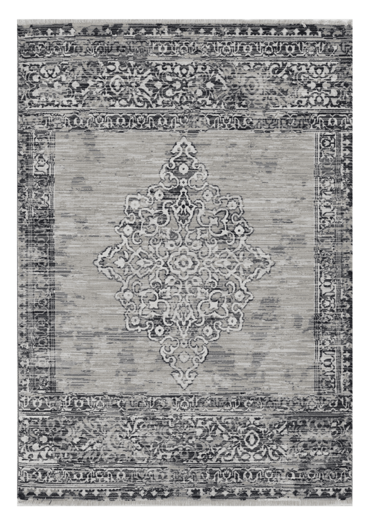 5' X 8' Charcoal and Gray Medallion Area Rug - Homeroots - Flyclothing LLC