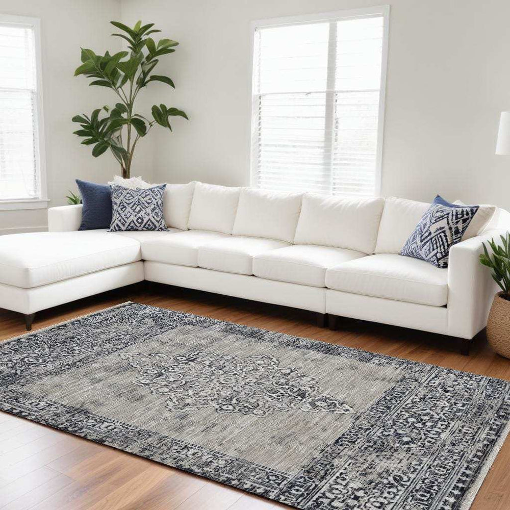 8' X 10' Sand And Charcoal Diamond Area Rug - Homeroots - Flyclothing LLC