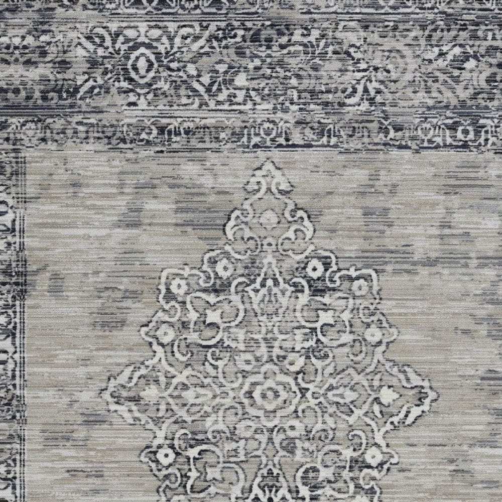 9' X 12' Charcoal and Gray Medallion Area Rug - Homeroots - Flyclothing LLC