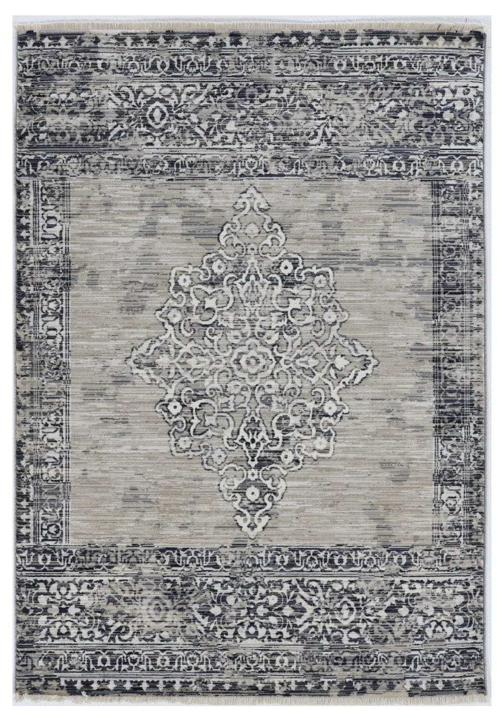 9' X 12' Charcoal and Gray Medallion Area Rug - Homeroots - Flyclothing LLC