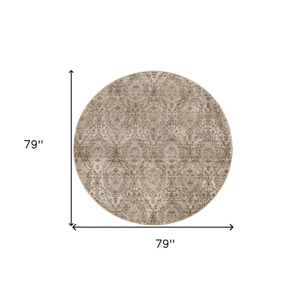 7' Gray Damask Area Rug - Homeroots - Flyclothing LLC