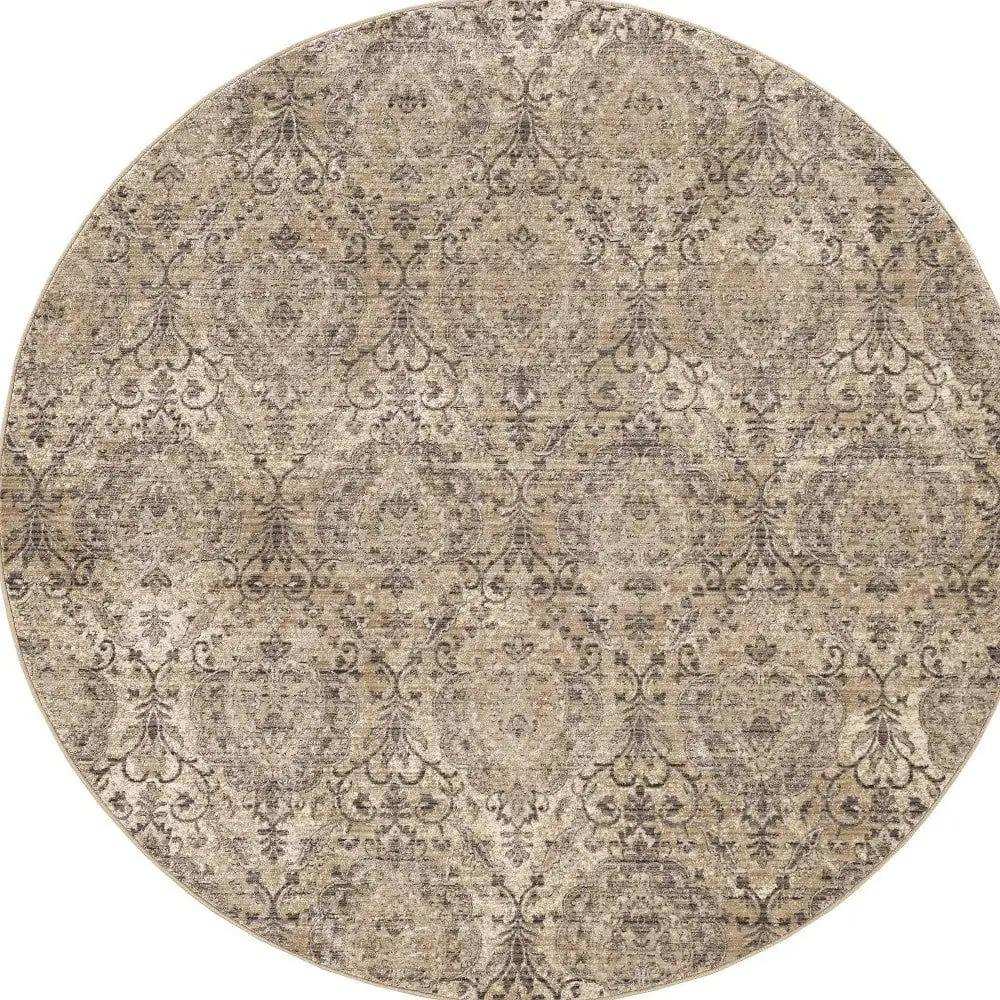 7' Gray Damask Area Rug - Homeroots - Flyclothing LLC