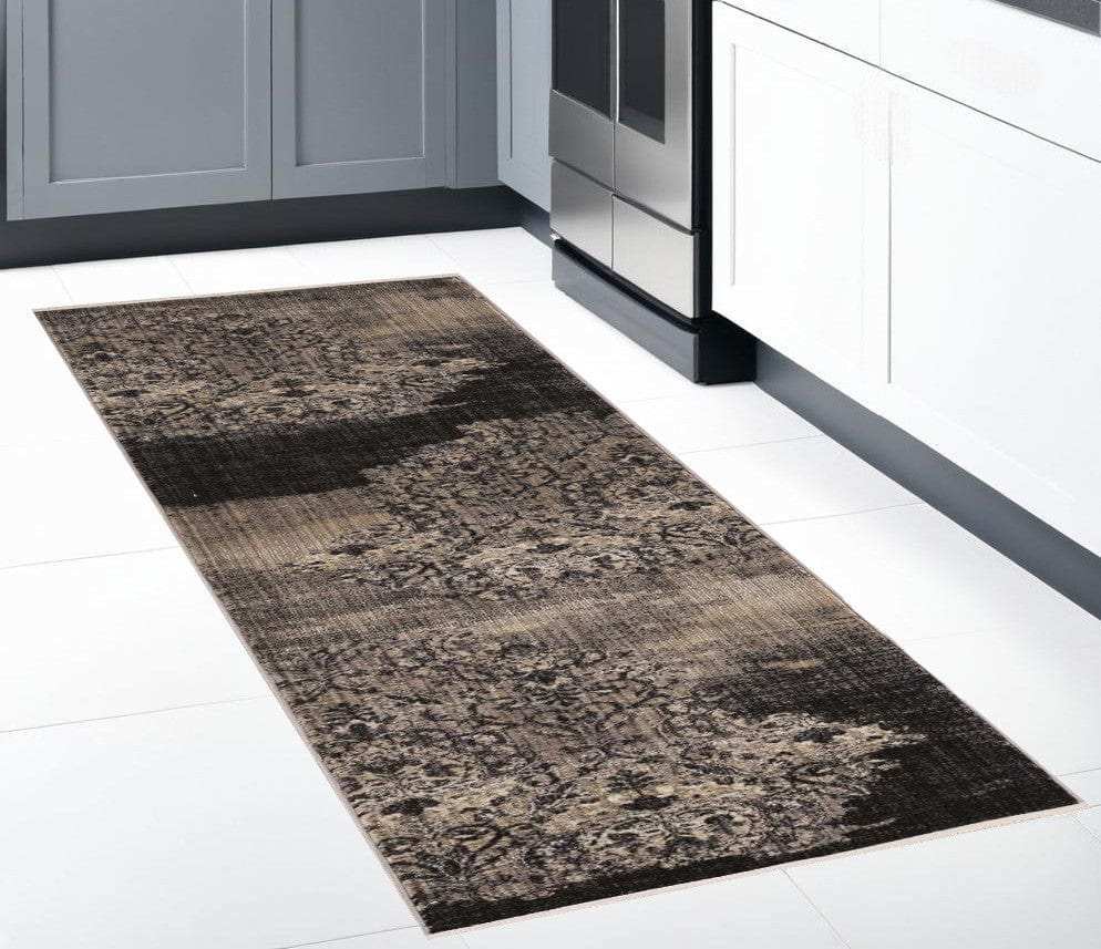 8' Blue Machine Woven Vintage Traditional Indoor Runner Rug - Homeroots - Flyclothing LLC