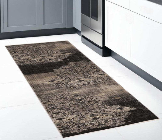 8' Blue Machine Woven Vintage Traditional Indoor Runner Rug - Homeroots - Flyclothing LLC
