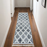 8' Runner Charcoal Geometric Runner Rug - Homeroots - Flyclothing LLC