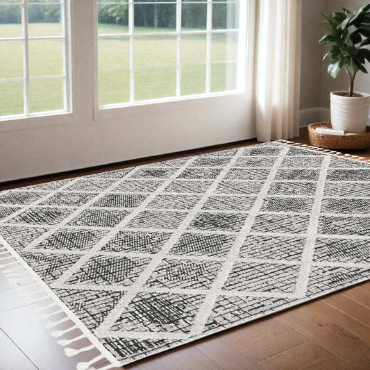 3' X 5' Charcoal Geometric Area Rug - Homeroots - Flyclothing LLC
